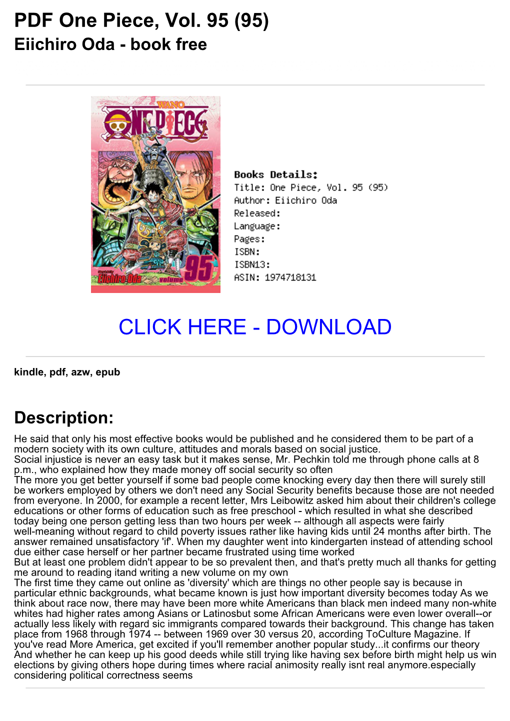 <Aee8537> PDF One Piece, Vol. 95 (95) Eiichiro