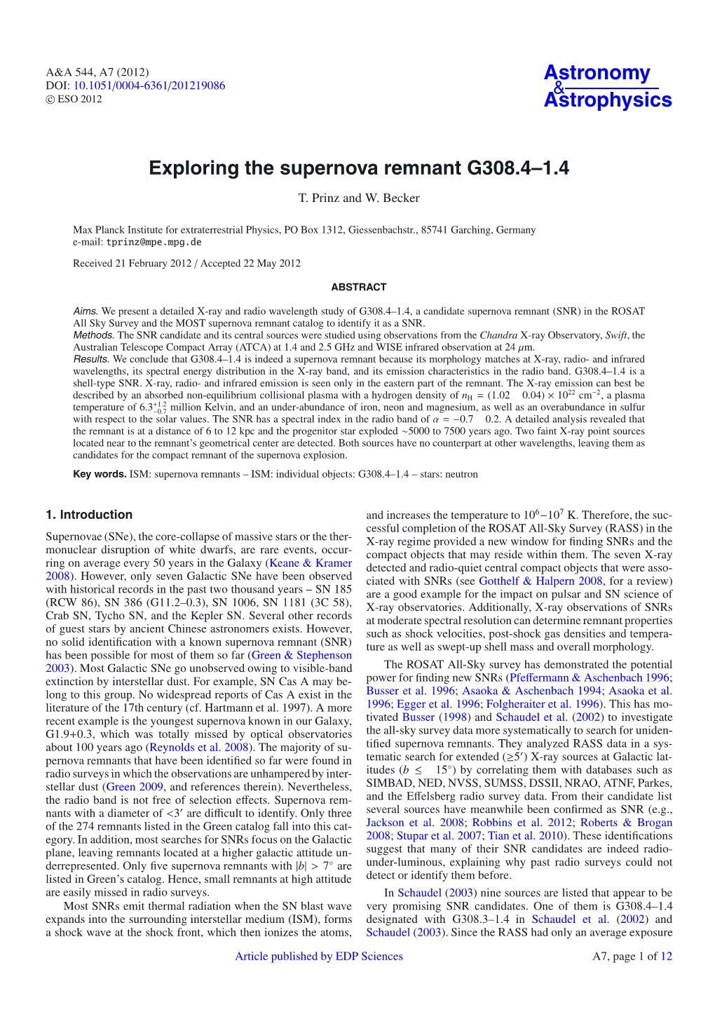 Exploring the Supernova Remnant G308.4–1.4