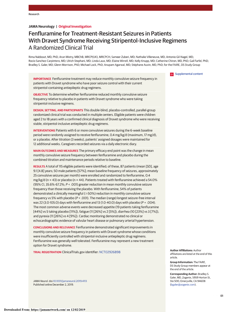 Fenfluramine for Treatment-Resistant Seizures in Patients with Dravet Syndrome Receiving Stiripentol-Inclusive Regimens a Randomized Clinical Trial