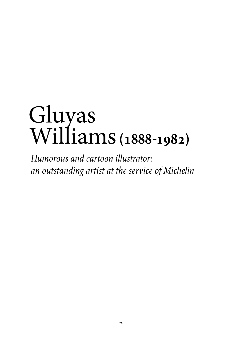 Gluyas Williams (1888−1982) Humorous and Cartoon Illustrator: an Outstanding Artist at the Service of Michelin