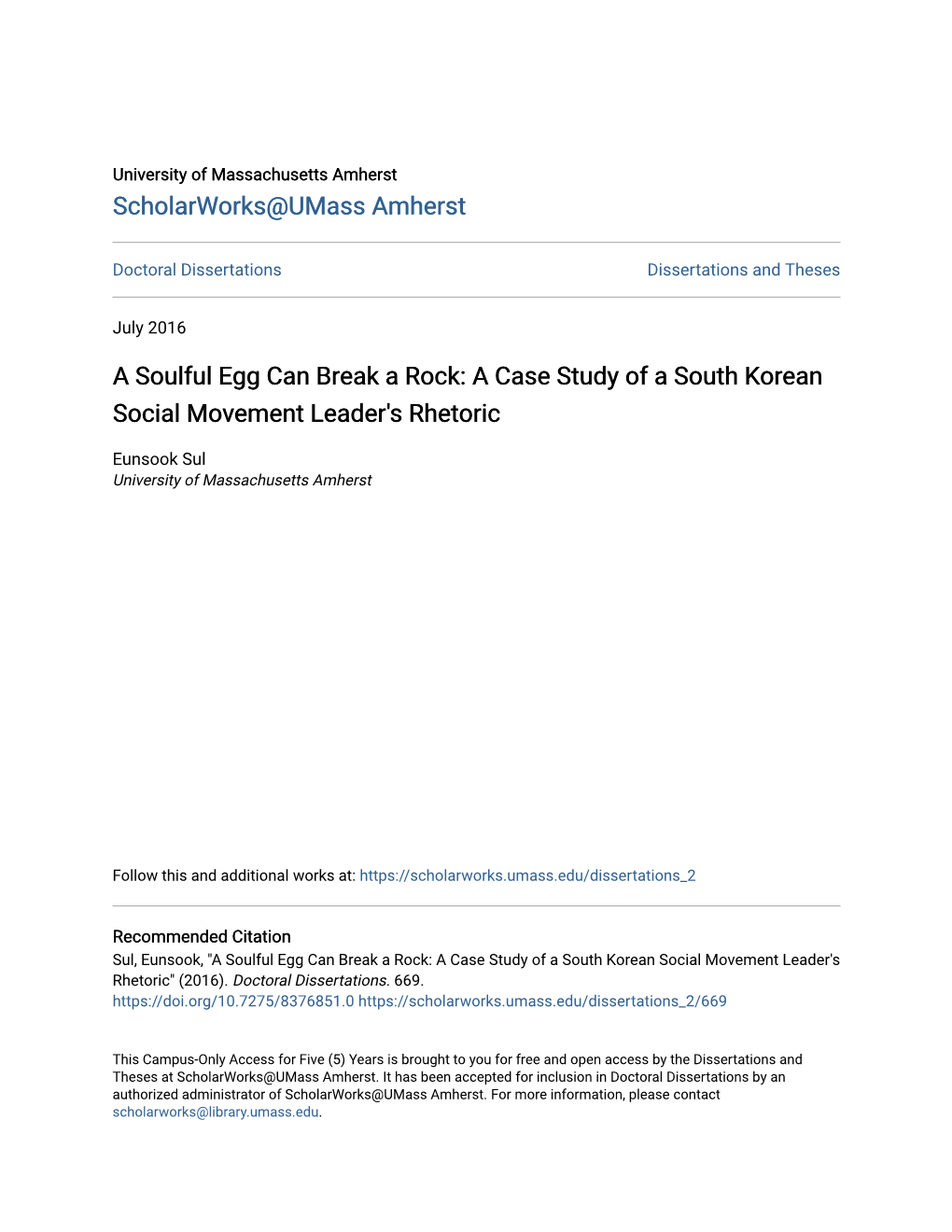 A Soulful Egg Can Break a Rock: a Case Study of a South Korean Social Movement Leader's Rhetoric