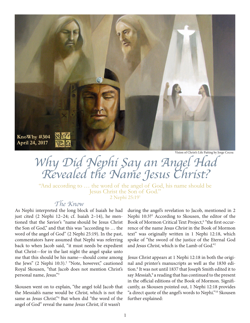 Why Did Nephi Say an Angel Had Revealed the Name Jesus Christ?