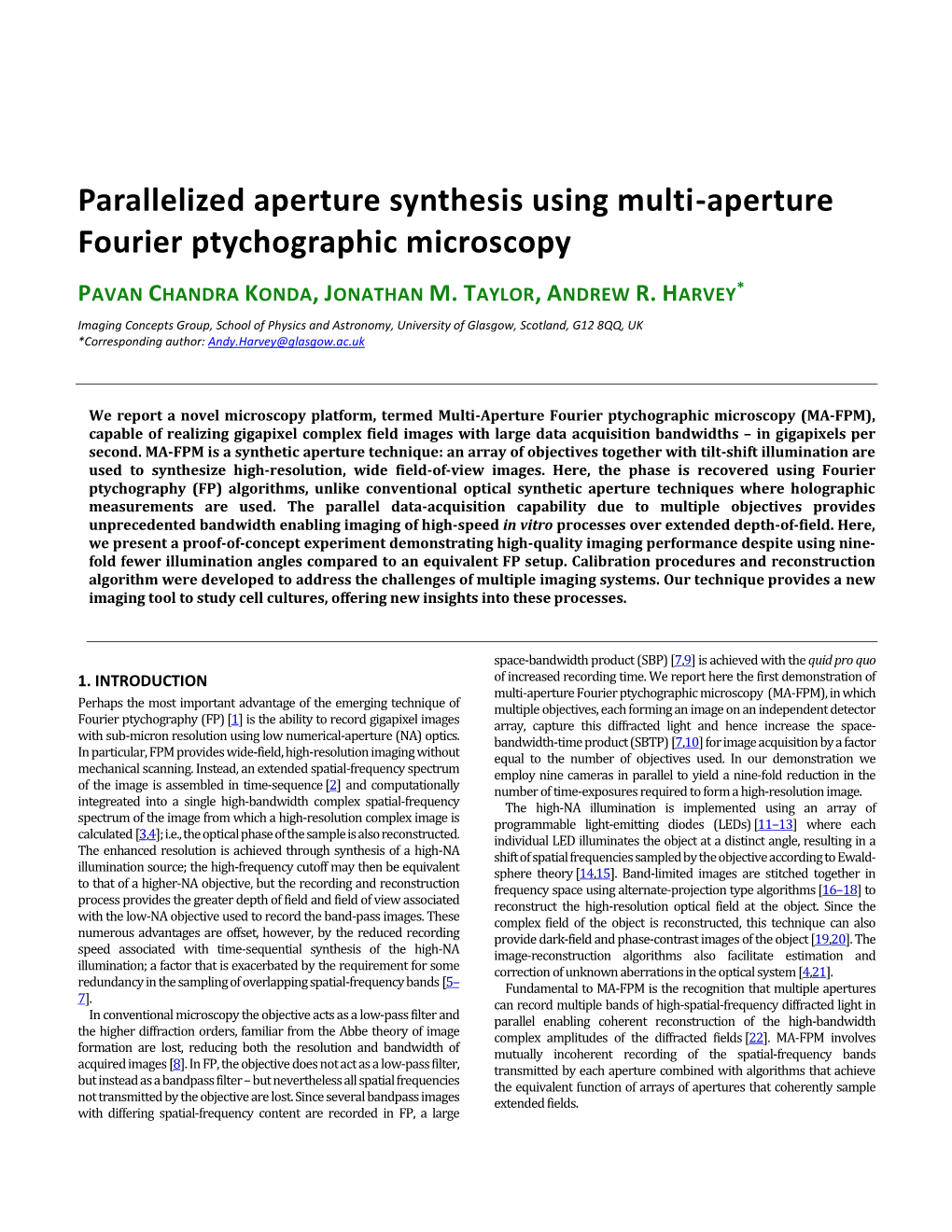 Parallelized Aperture Synthesis Using Multi-Aperture Fourier Ptychographic Microscopy