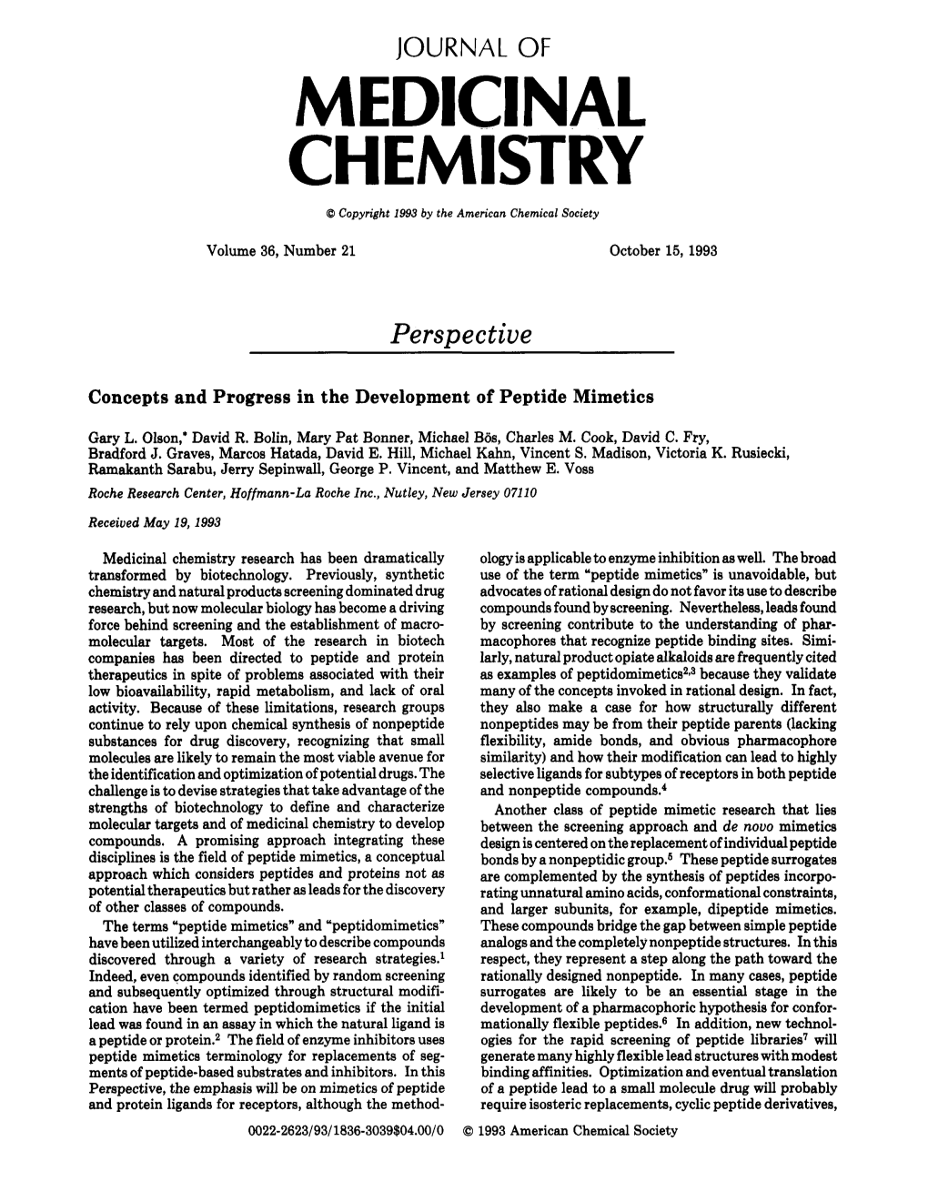 MEDICINAL CHEM ISTRY Q Copyright 1993 by the American Chemical Society