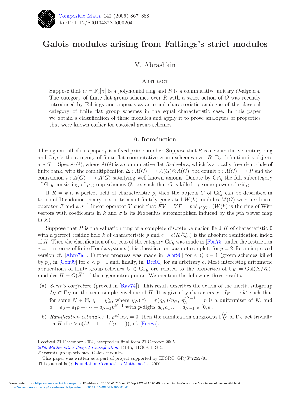 Galois Modules Arising from Faltings's Strict Modules