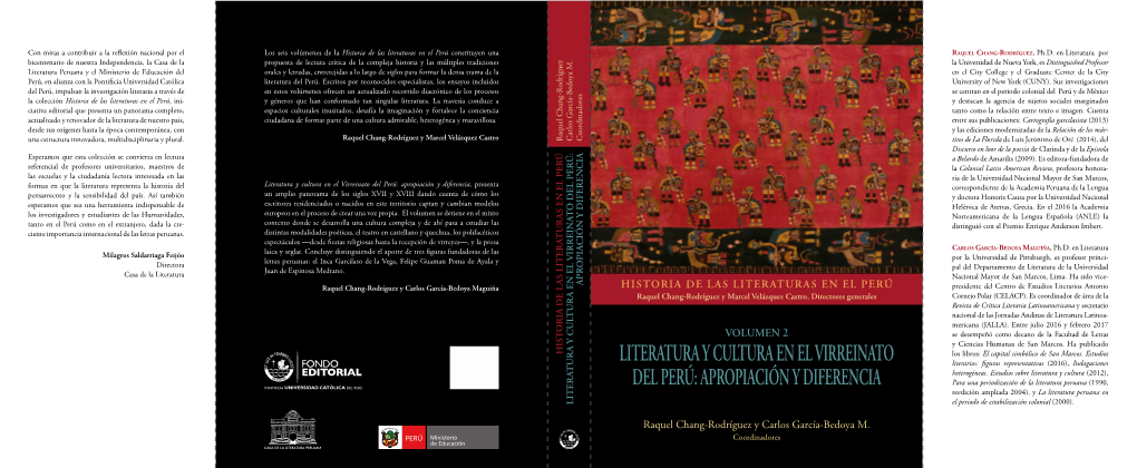 LITERATURA Y CULTURA EN EL VIRREINATO DEL PERÚ: Carlos García-Bedoya M