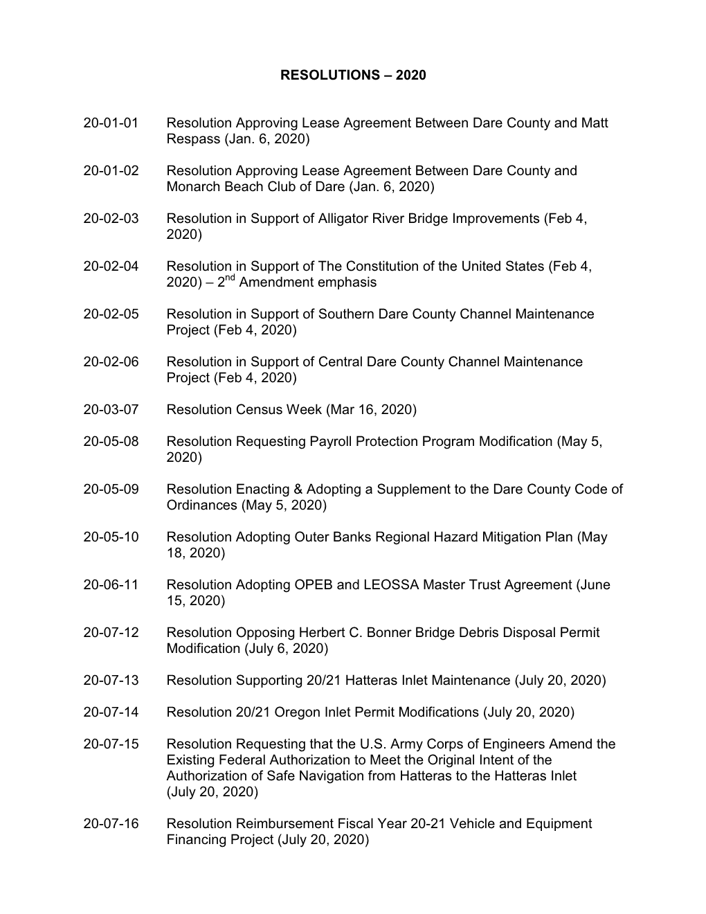 2020 20-01-01 Resolution Approving Lease Agreement