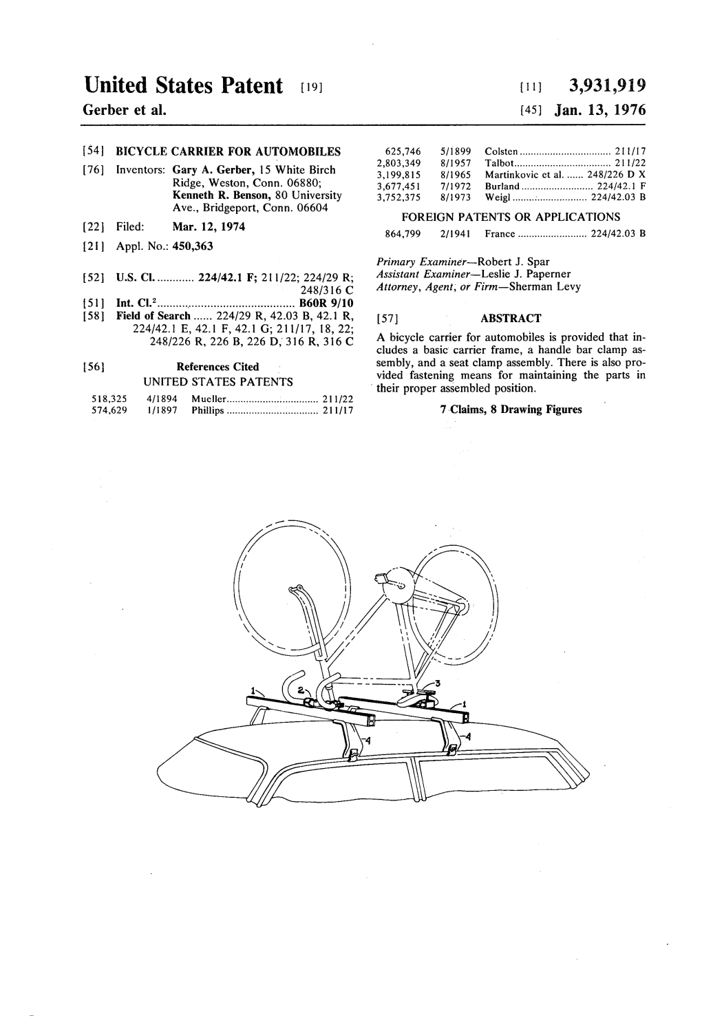 United States Patent [19] [11] 3,931,919 Gerber Et A1
