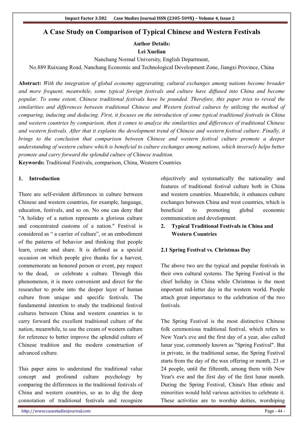 A Case Study on Comparison of Typical Chinese and Western