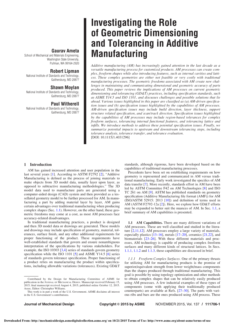 Investigating the Role of Geometric Dimensioning and Tolerancing In