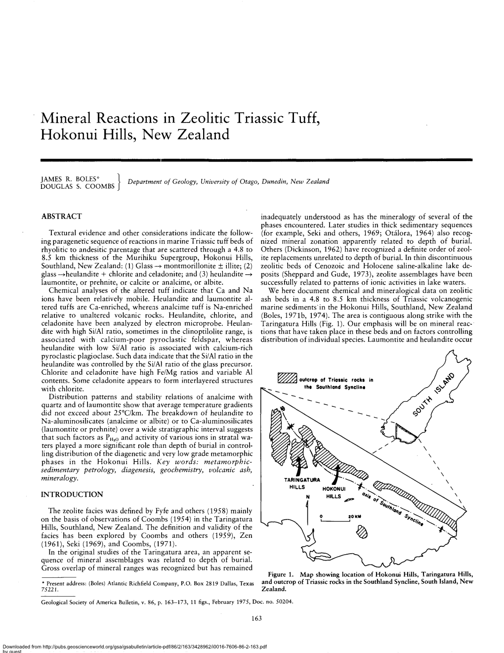 Mineral Reactions in Zeolitic Triassic Tuff, Hokonui Hills, New Zealand