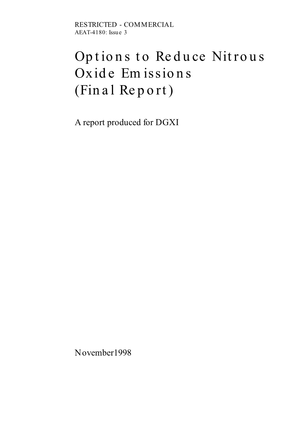 Options to Reduce Nitrous Oxide Emissions (Final Report)