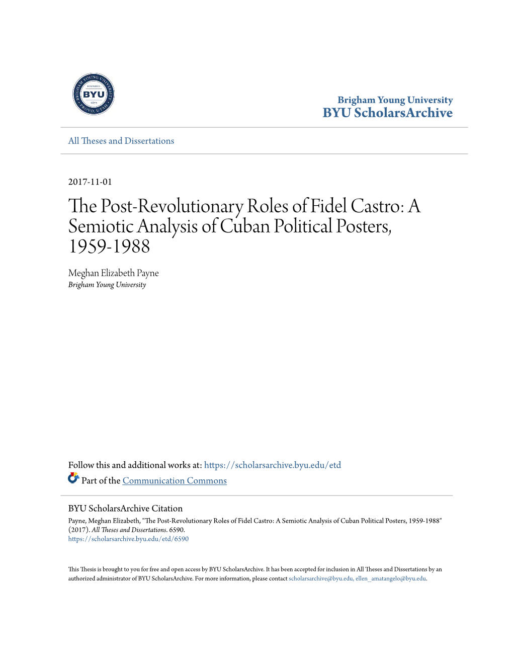 The Post-Revolutionary Roles of Fidel Castro: a Semiotic Analysis of Cuban