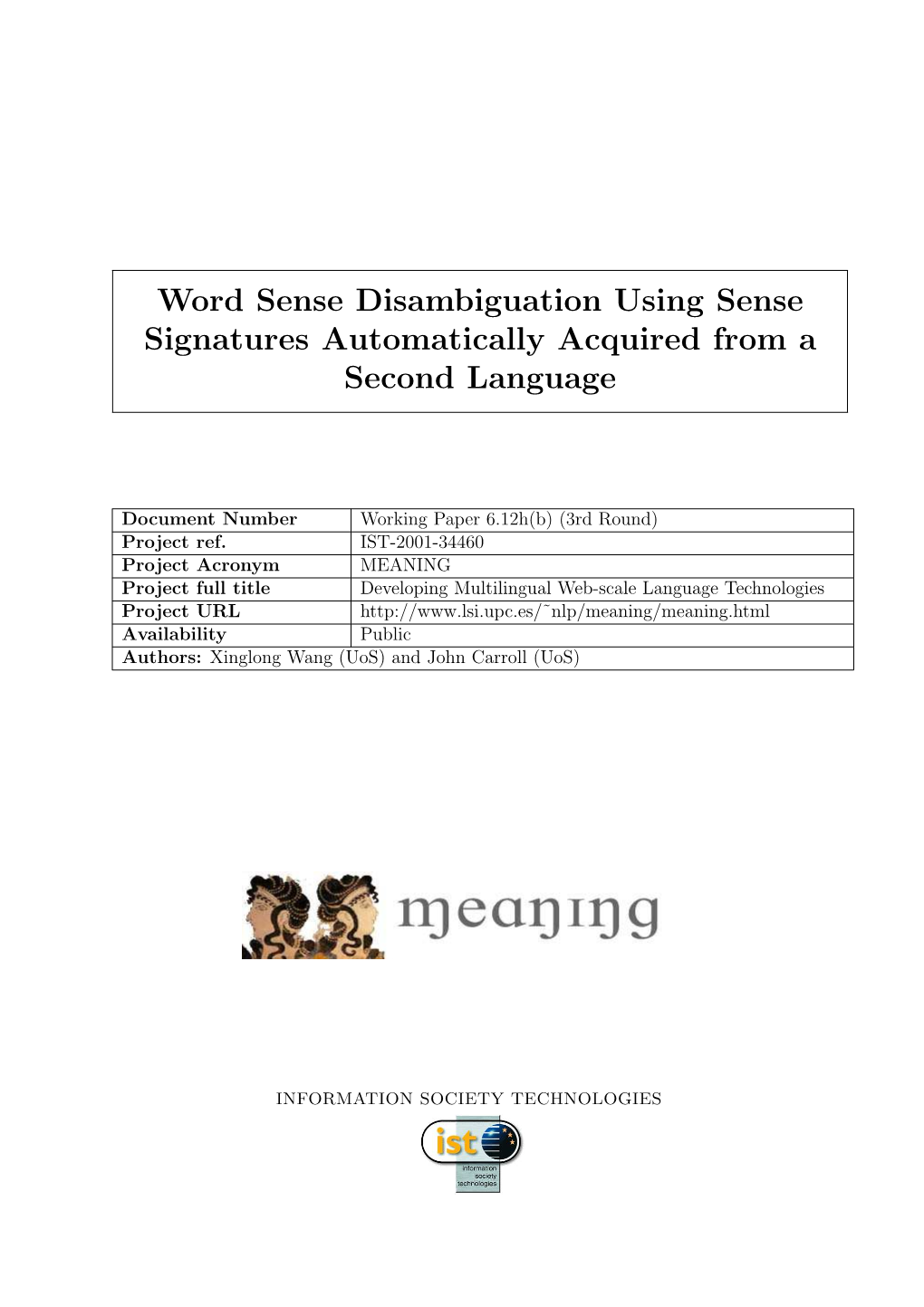 Word Sense Disambiguation Using Sense Signatures Automatically Acquired from a Second Language