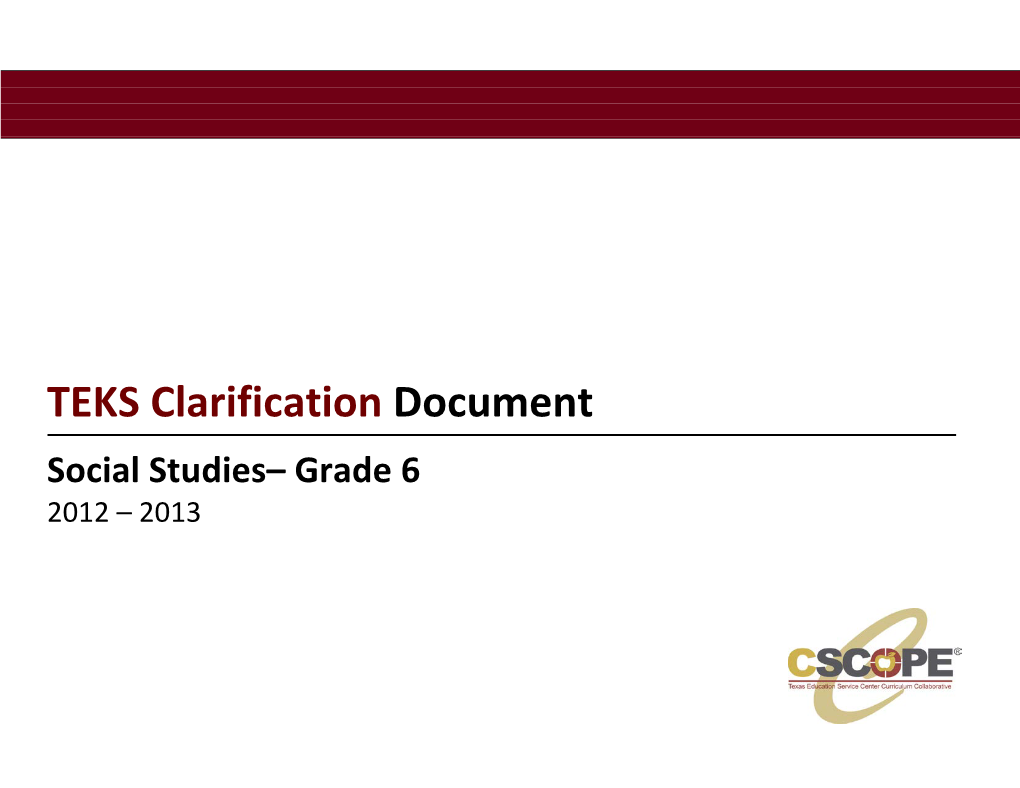 Grade 6 TEKS Clarification Document