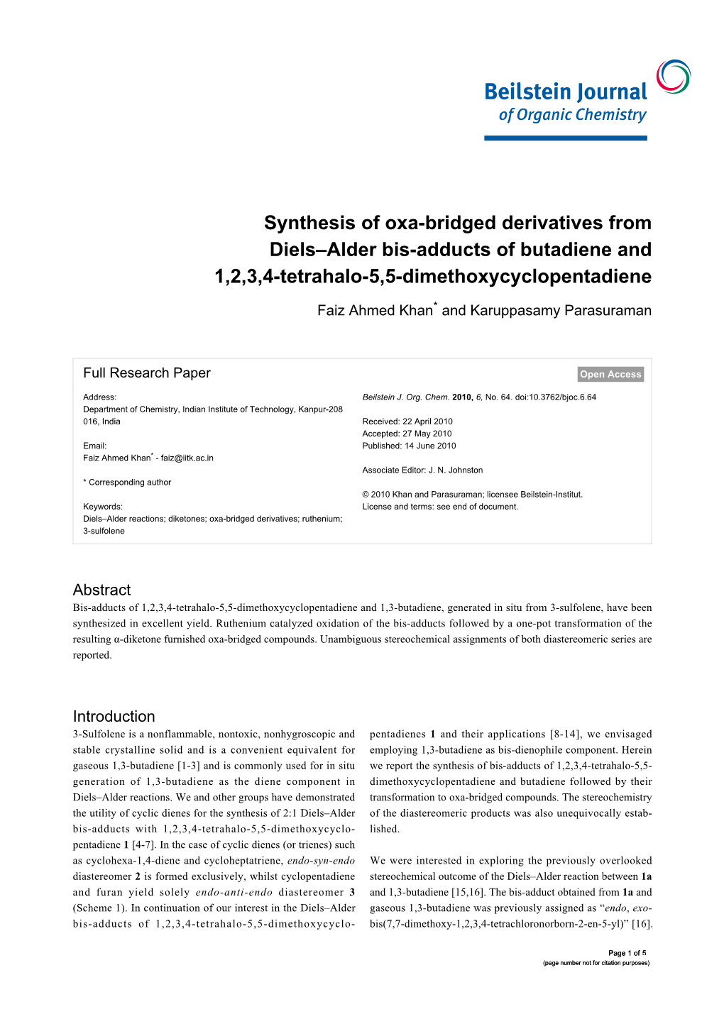 Synthesis of Oxa-Bridged Derivatives from Diels–Alder Bis-Adducts of Butadiene and 1,2,3,4-Tetrahalo-5,5-Dimethoxycyclopentadiene