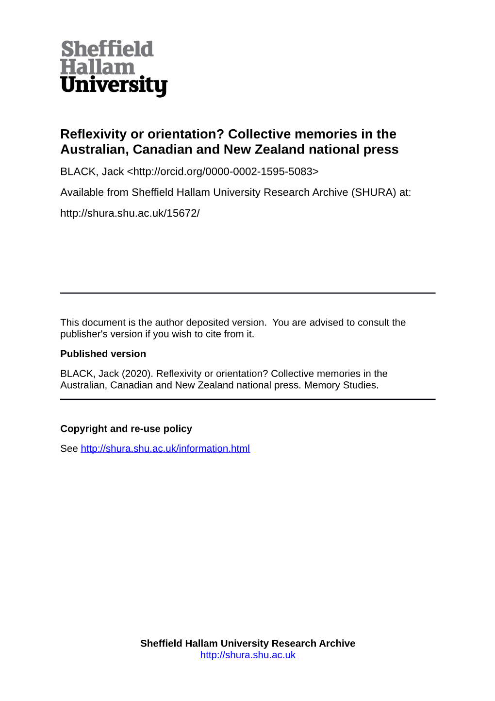 Reflexivity Or Orientation? Collective Memories in the Australian