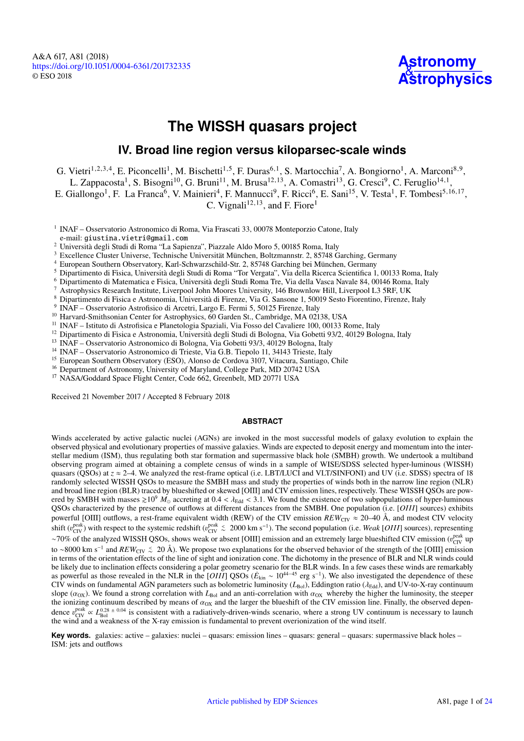 The WISSH Quasars Project IV