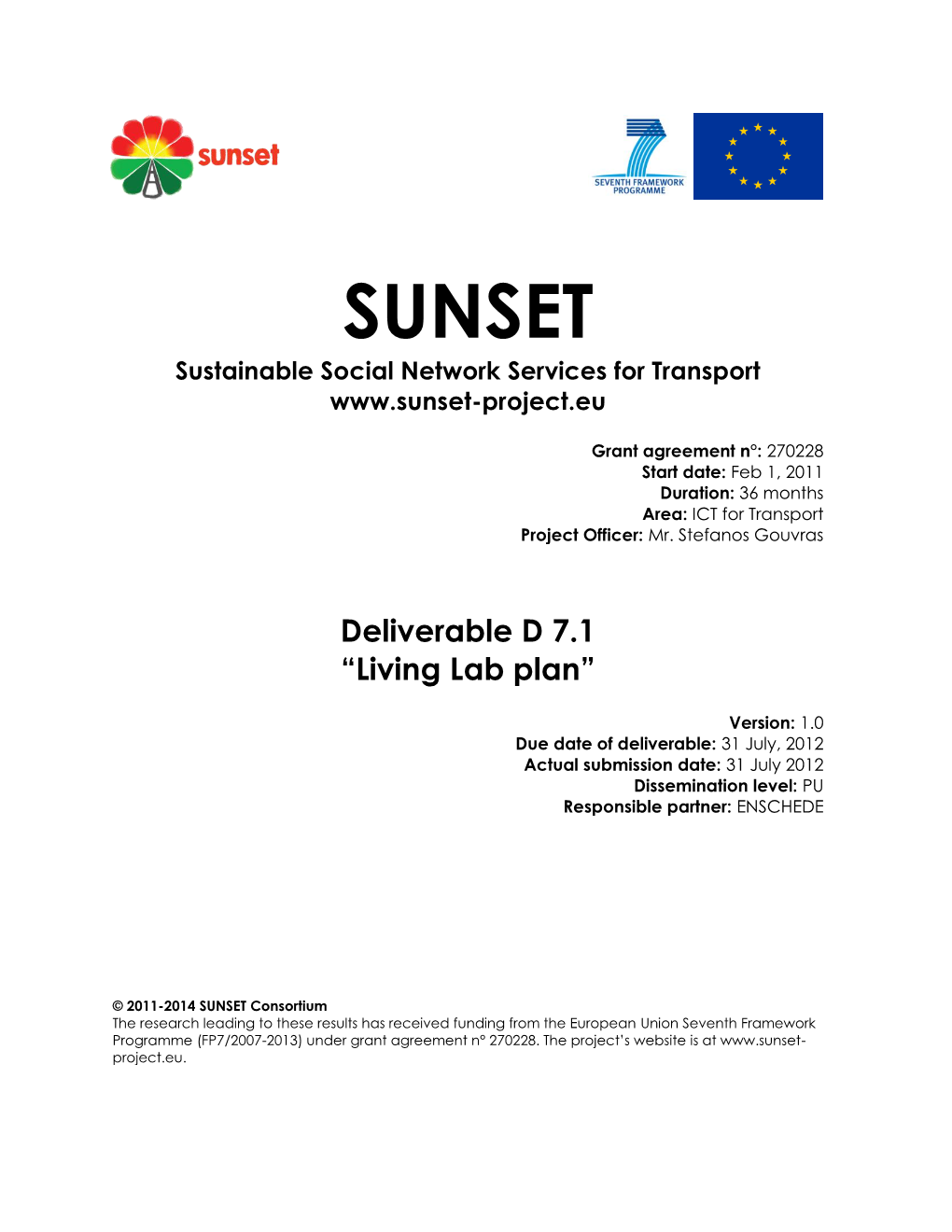 SUNSET Living Lab Plan