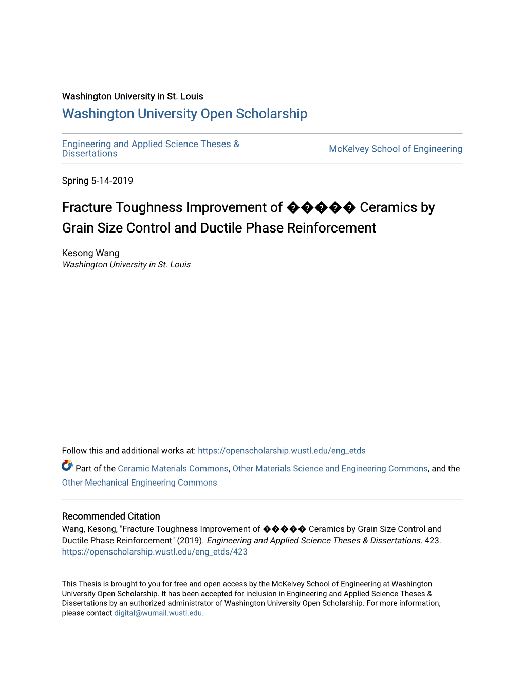 Fracture Toughness Improvement of Ceramics by Grain Size Control