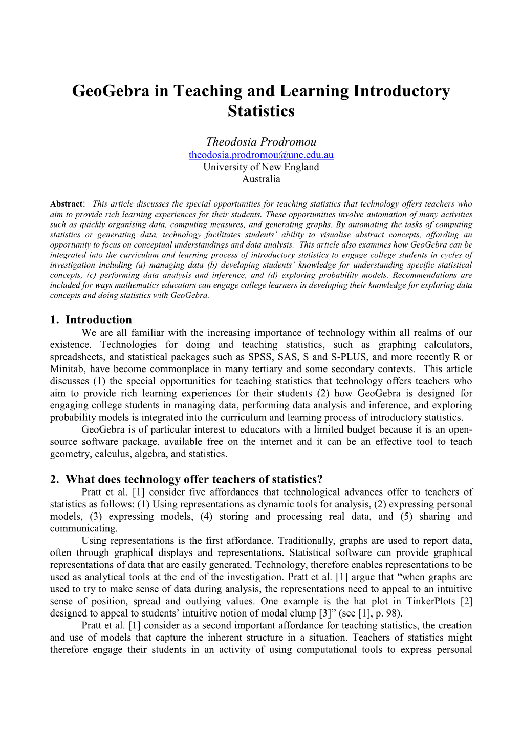 Geogebra in Teaching and Learning Introductory Statistics