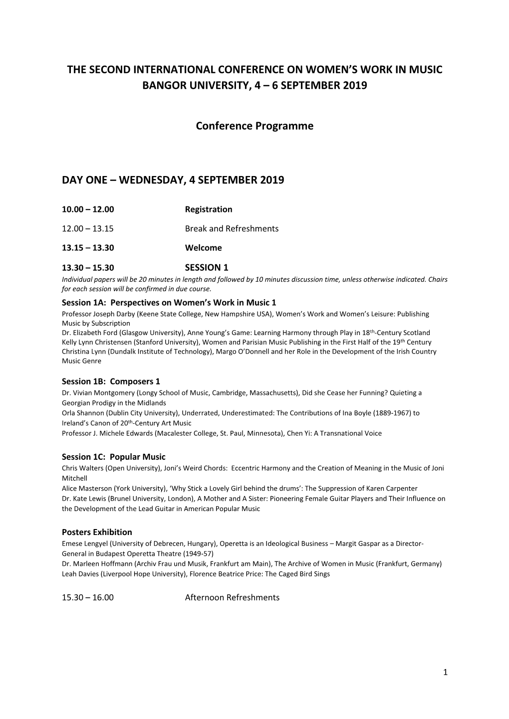 6 SEPTEMBER 2019 Conference Programme DA