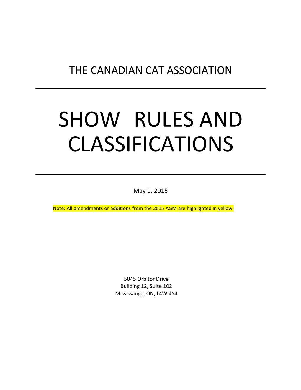 Show Rules and Classifications