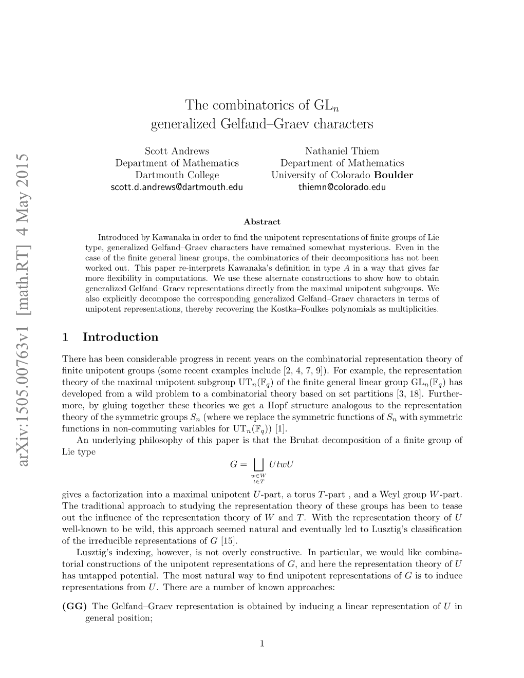 The Combinatorics of Gln Generalized Gelfand–Graev Characters