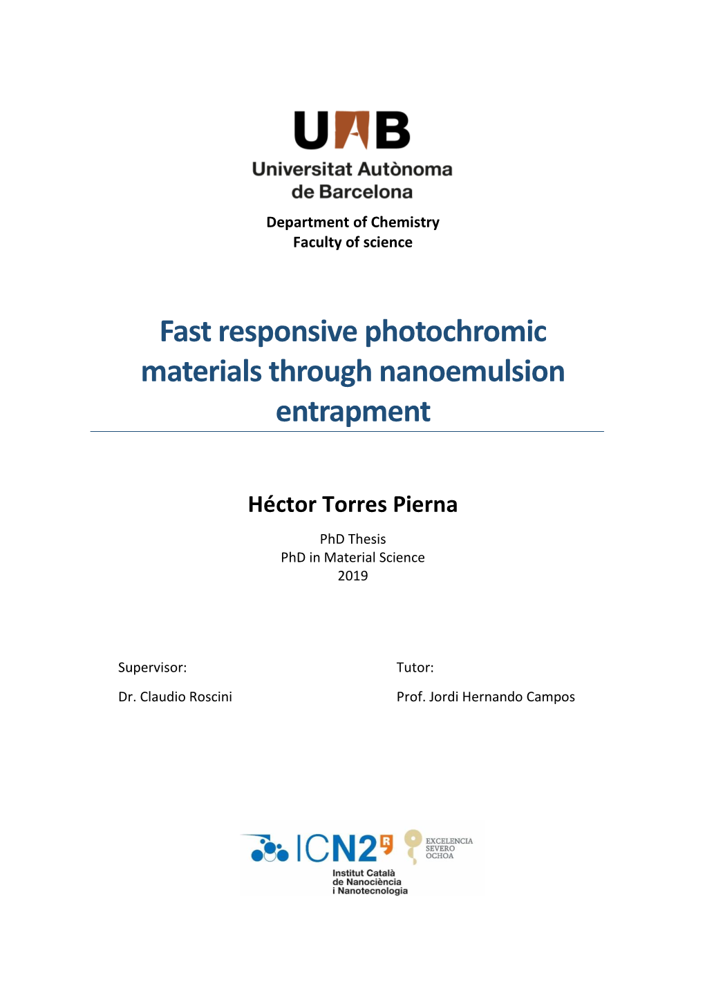 Fast Responsive Photochromic Materials Through Nanoemulsion Entrapment