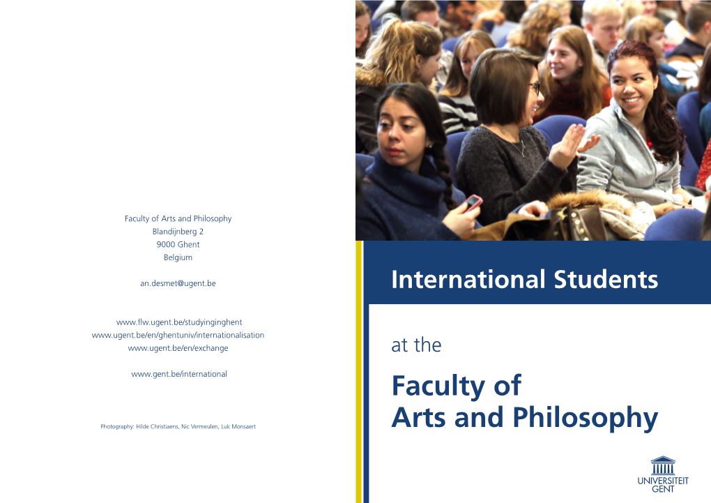 International Students Faculty of Arts and Philosophy