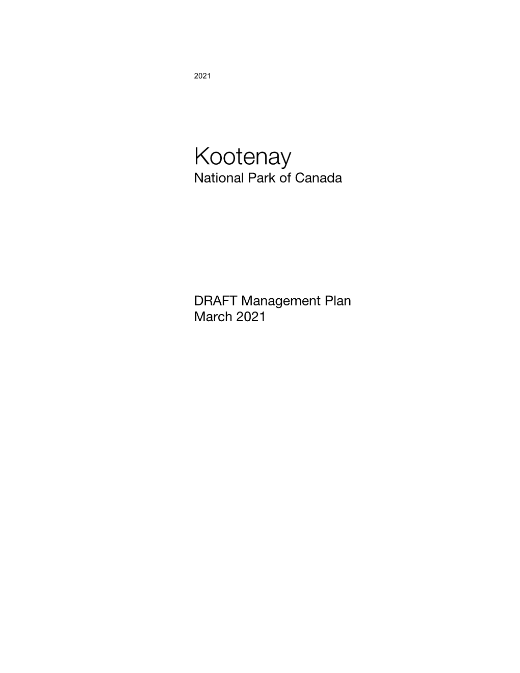 Kootenay National Park Draft Management Plan, 2021