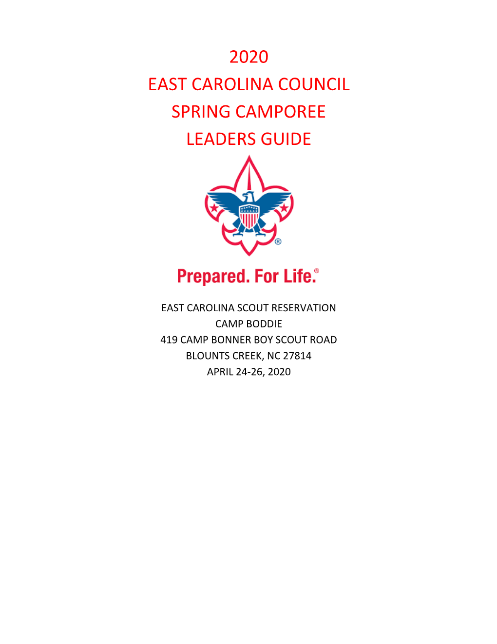 2020 East Carolina Council Spring Camporee Leaders Guide