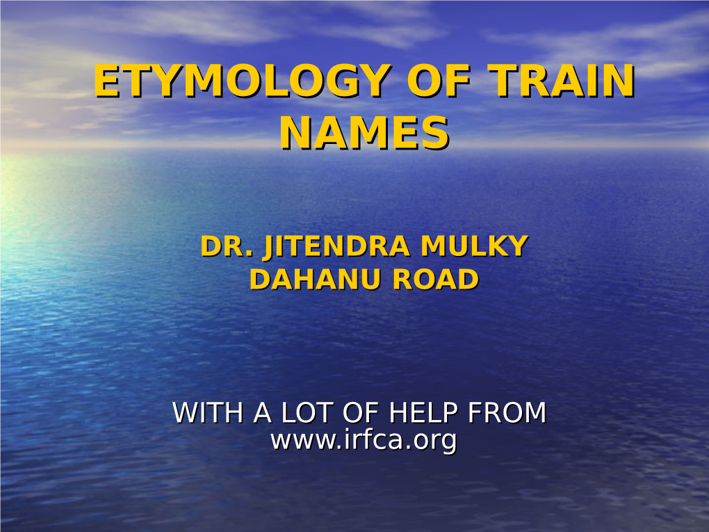 Etymology of Train Names