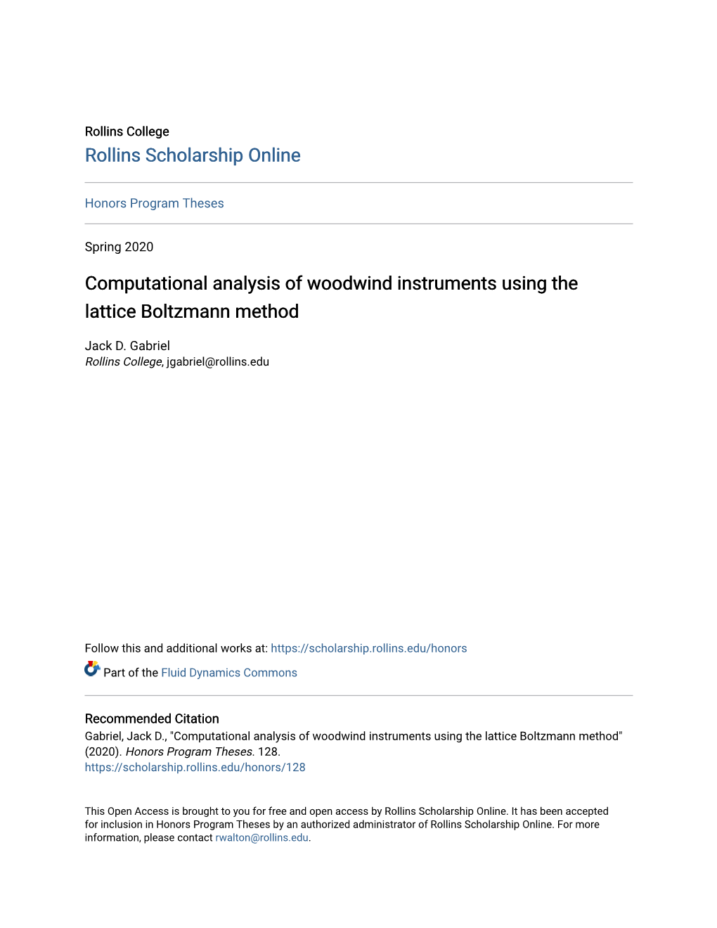 Computational Analysis of Woodwind Instruments Using the Lattice Boltzmann Method