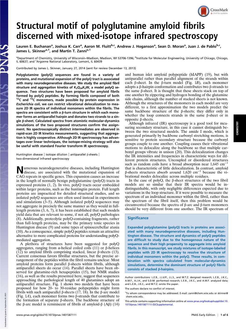 Structural Motif of Polyglutamine Amyloid Fibrils Discerned with Mixed-Isotope Infrared Spectroscopy