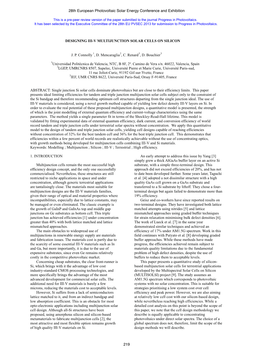 Designing Iii-V Multijunction Solar Cells on Silicon J. P