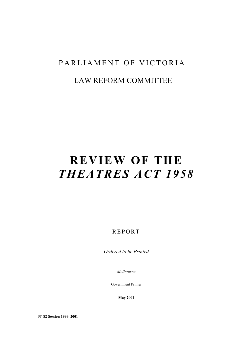 Review of the Theatres Act 1958