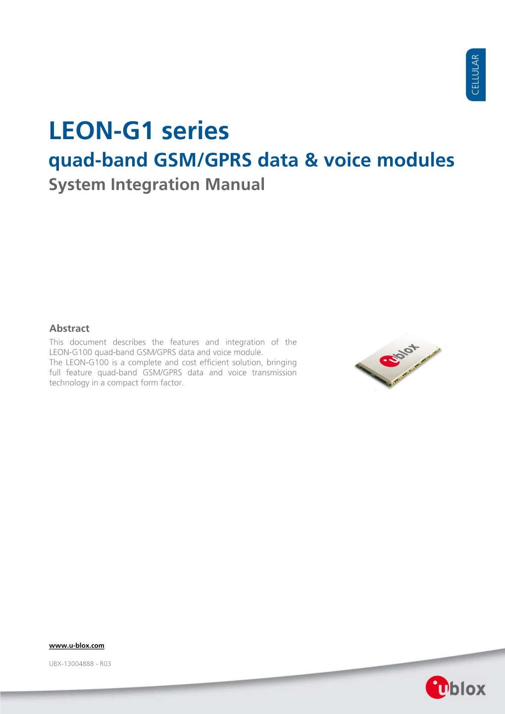 LEON-G1 Series Quad-Band GSM/GPRS Data & Voice Modules System Integration Manual