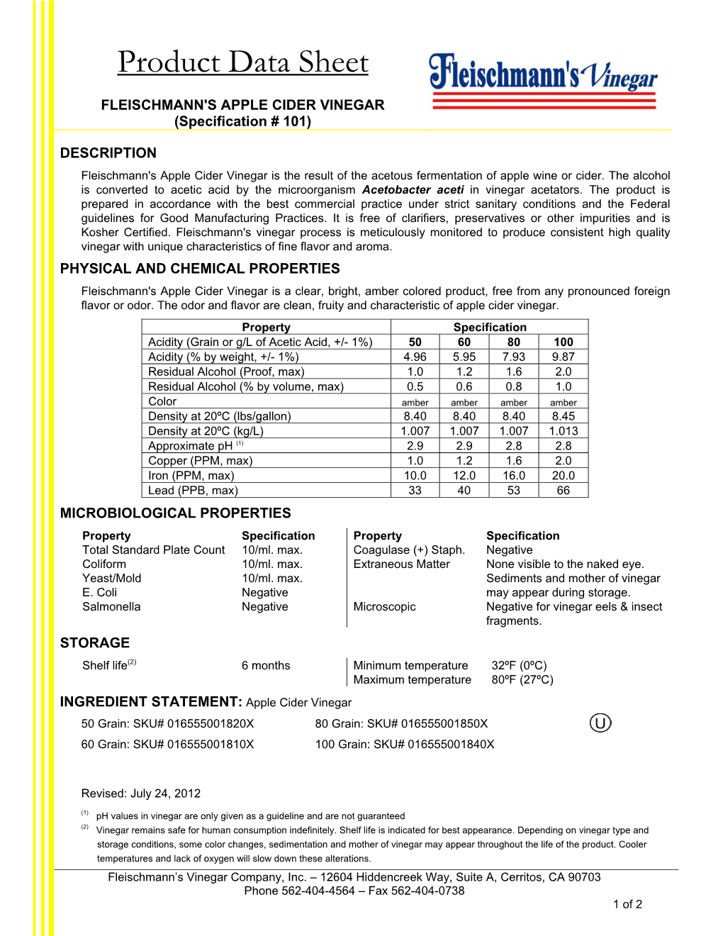 Product Data Sheet