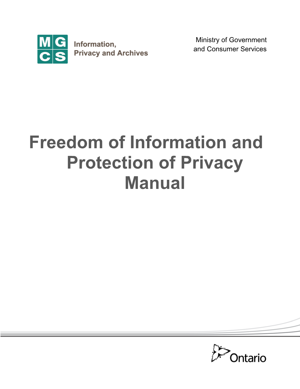 Freedom of Information and Protection of Privacy Manual
