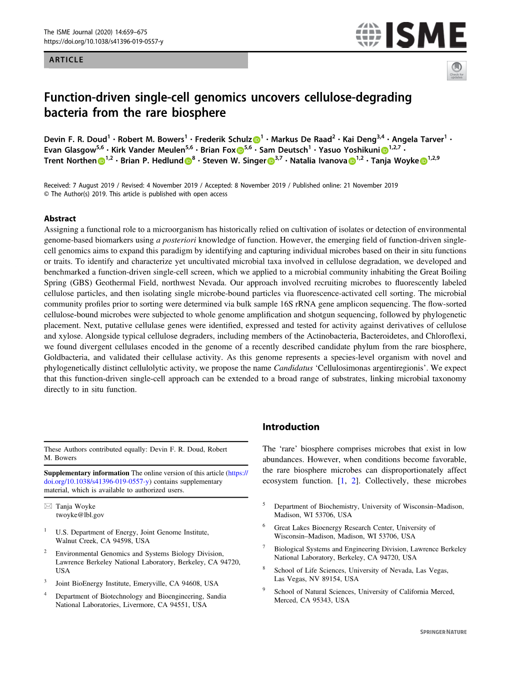 Function-Driven Single-Cell Genomics Uncovers Cellulose-Degrading Bacteria from the Rare Biosphere