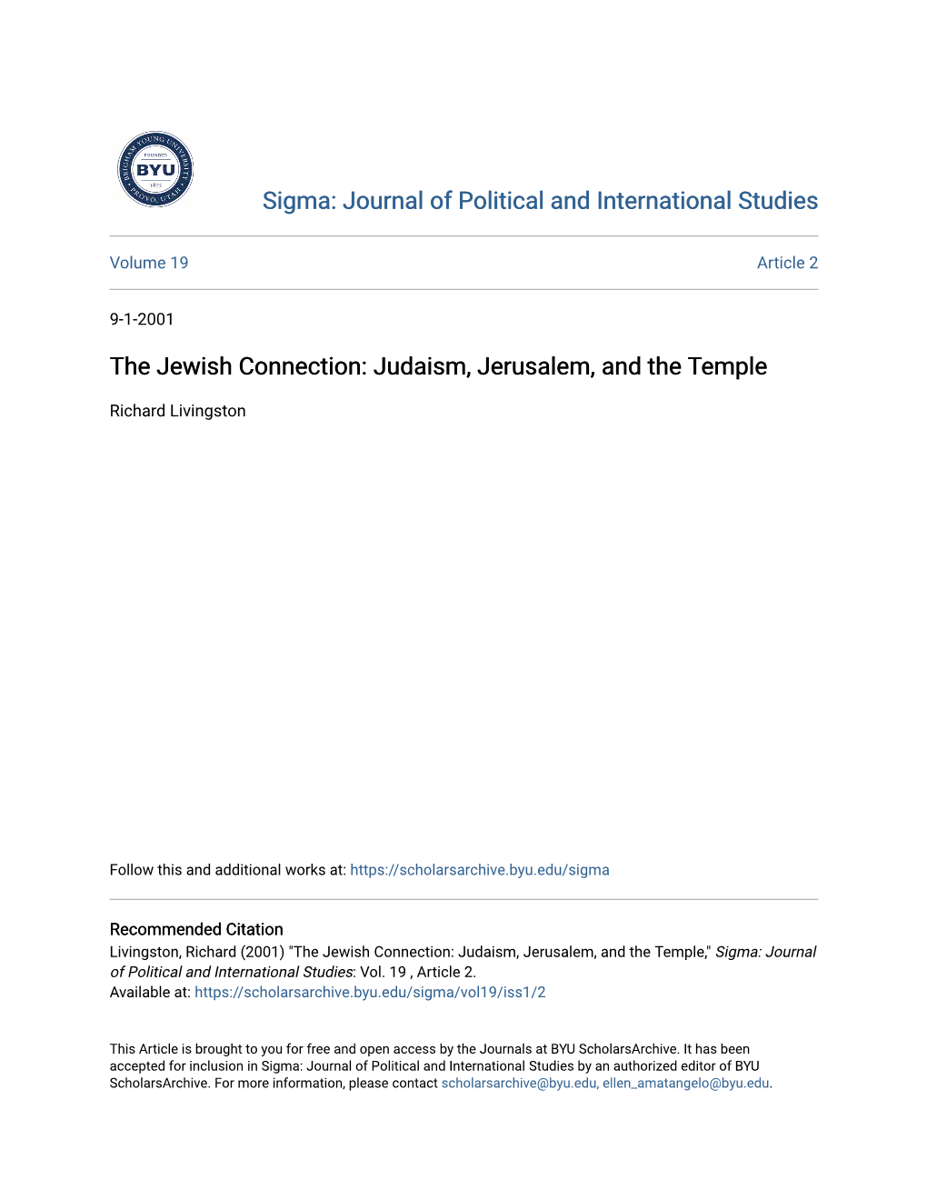 Judaism, Jerusalem, and the Temple