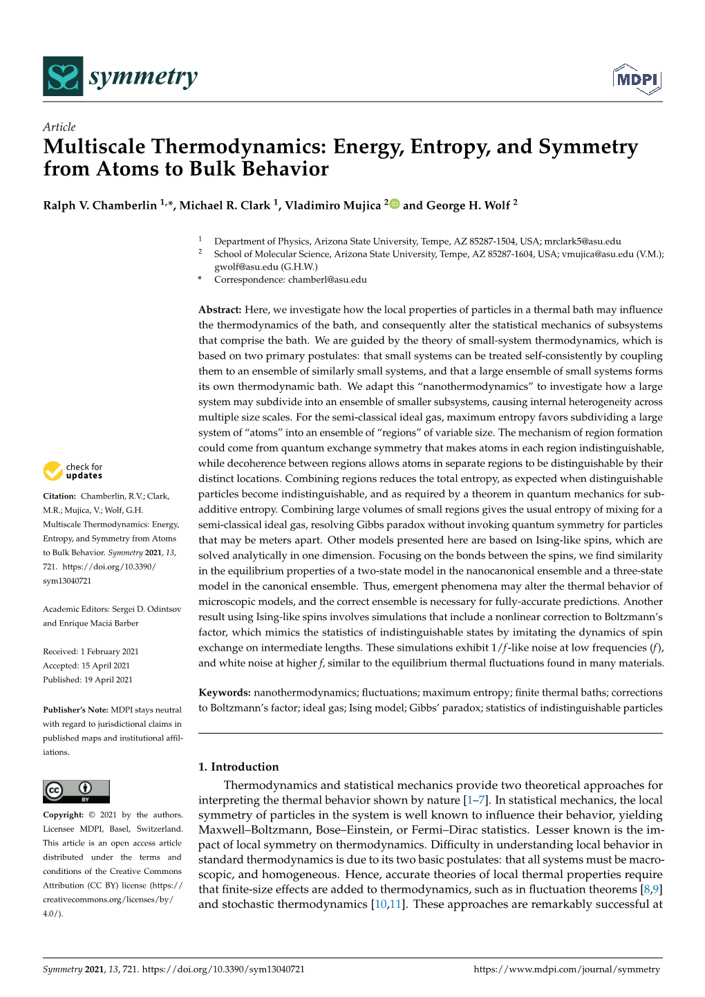 Energy, Entropy, and Symmetry from Atoms to Bulk Behavior