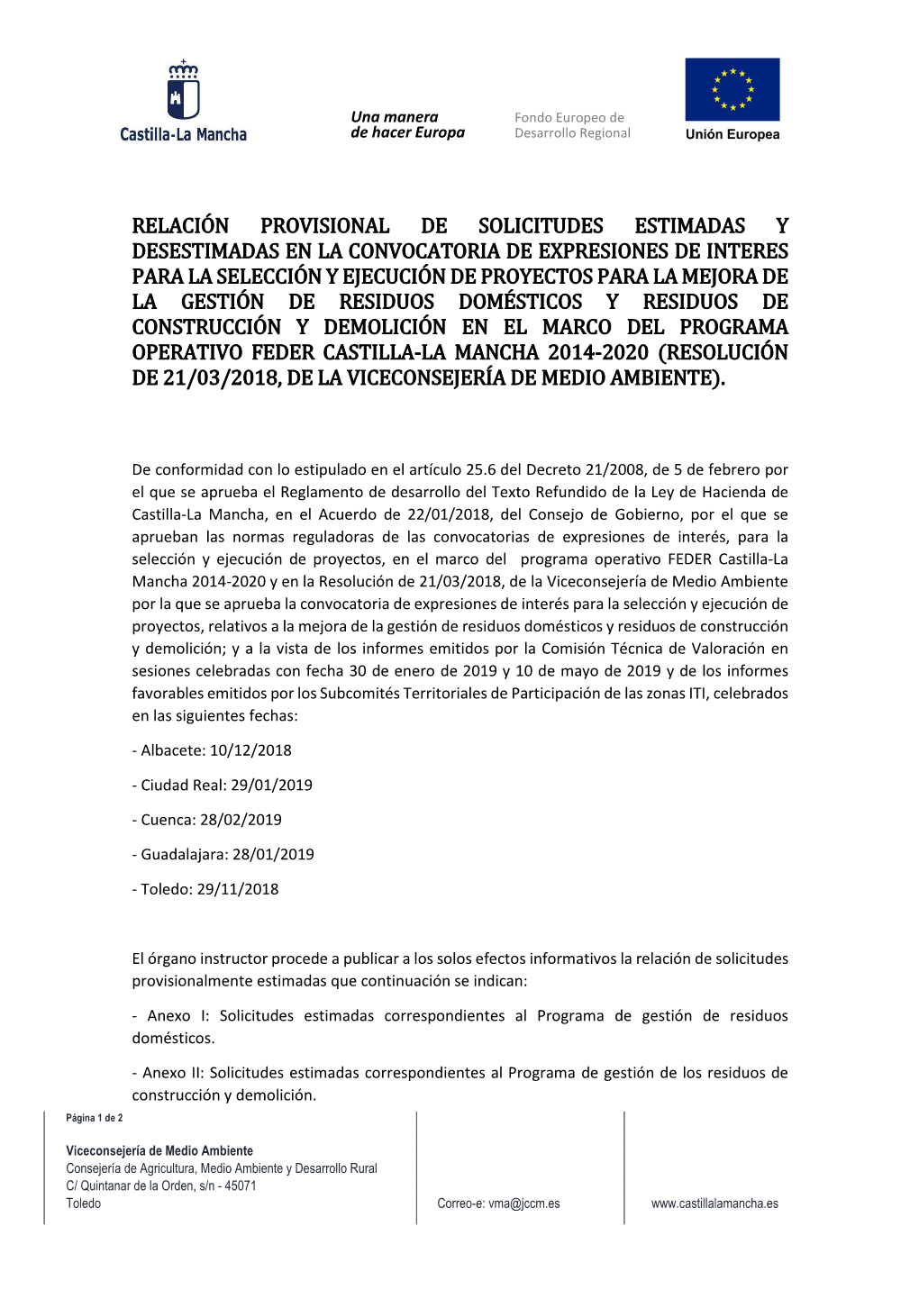 Relación Provisional De Solicitudes Estimadas Y