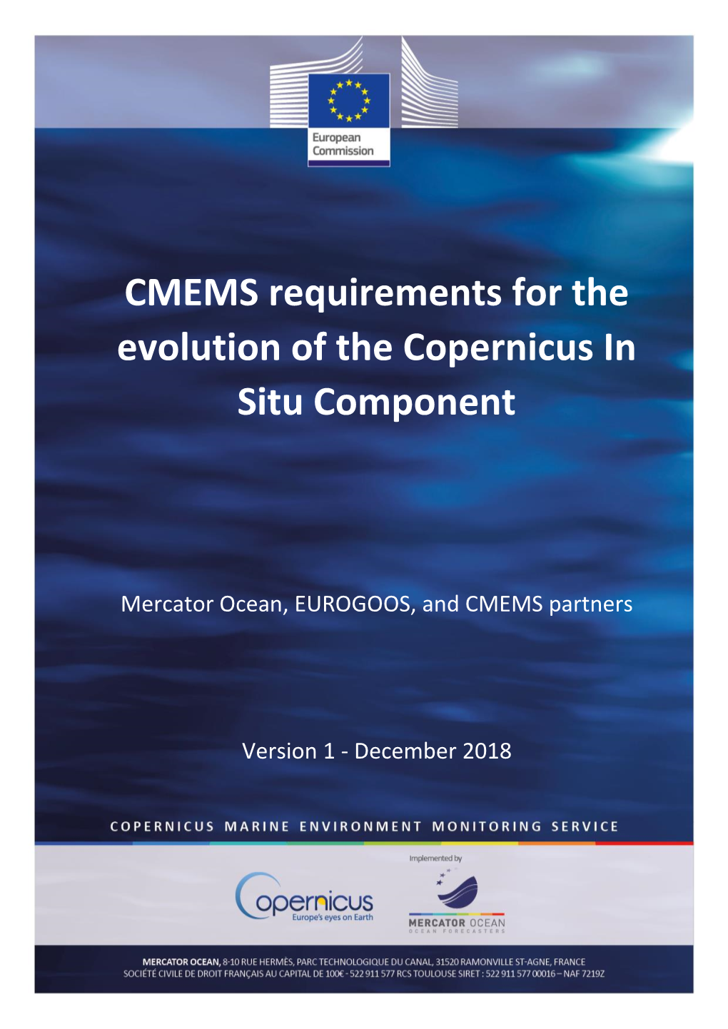 CMEMS Requirements for the Evolution of the Copernicus in Situ Component