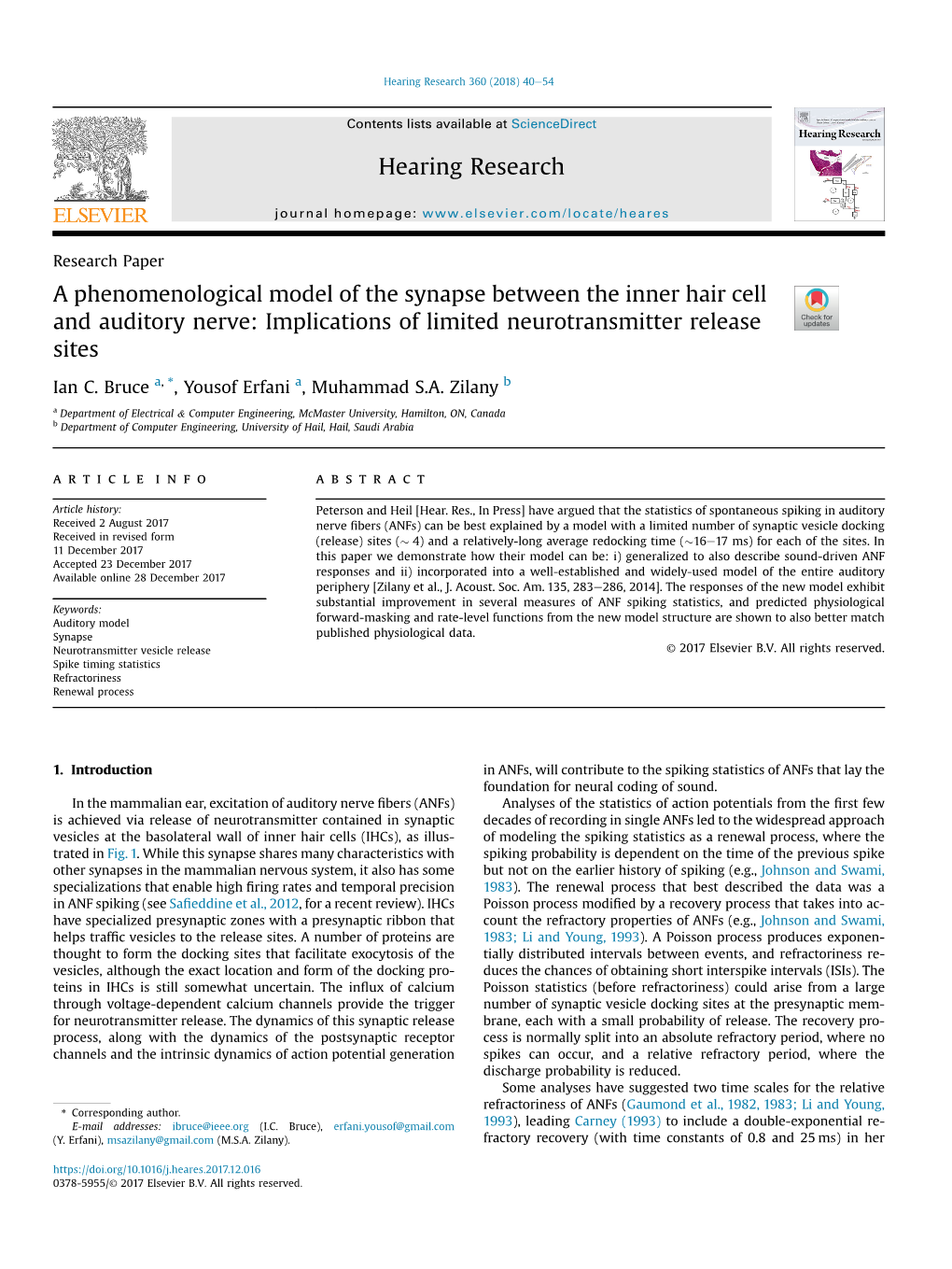 A Phenomenological Model of the Synapse Between the Inner Hair Cell and Auditory Nerve: Implications of Limited Neurotransmitter Release Sites