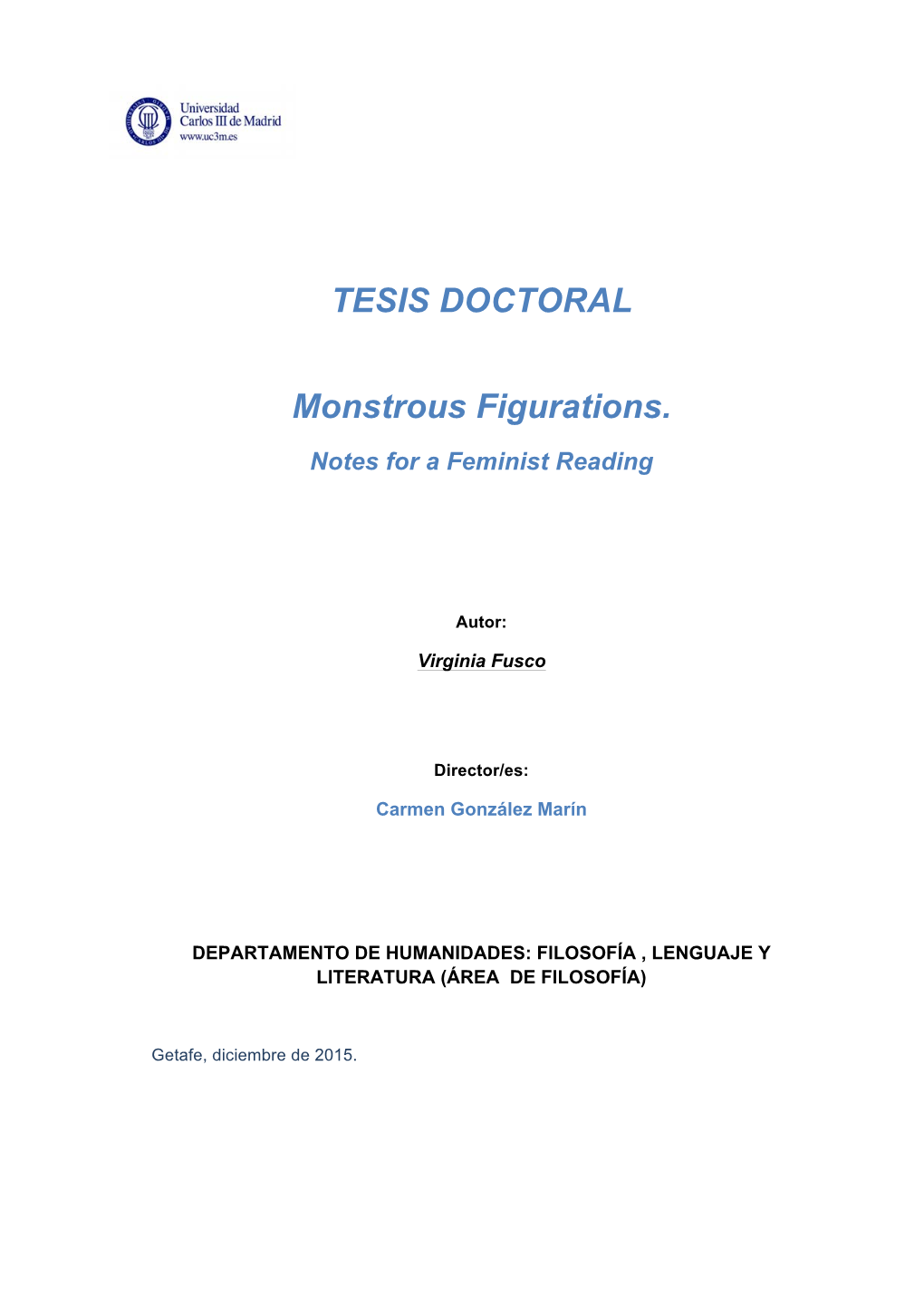 Monstous Figurations. Notes for a Feminist Reading