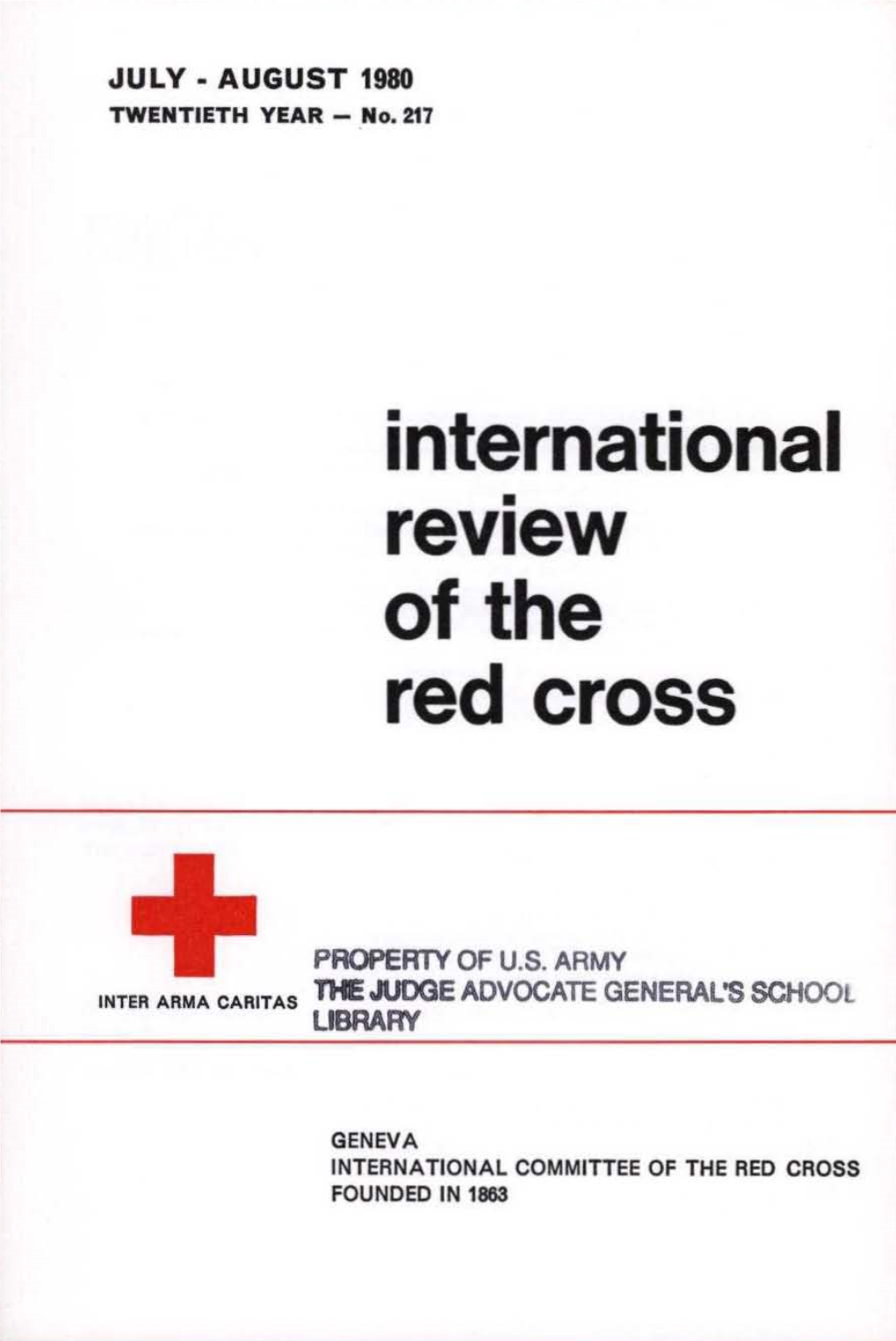 International Review of the Red Cross, July-August 1980, Twentieth