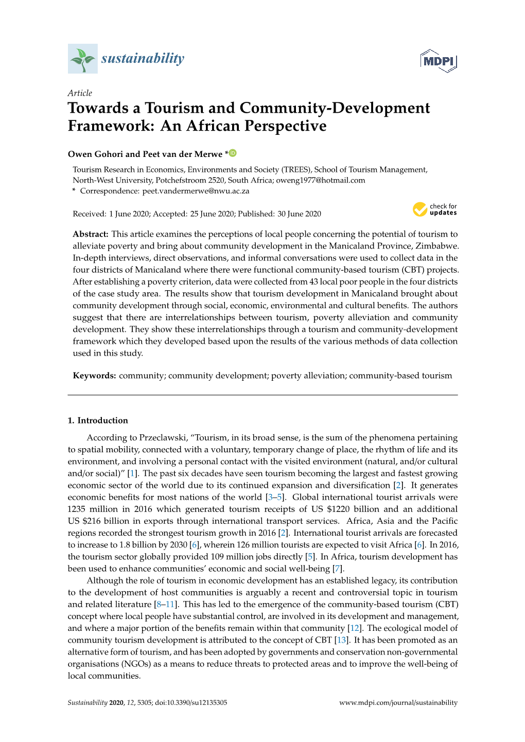 Towards a Tourism and Community-Development Framework: an African Perspective