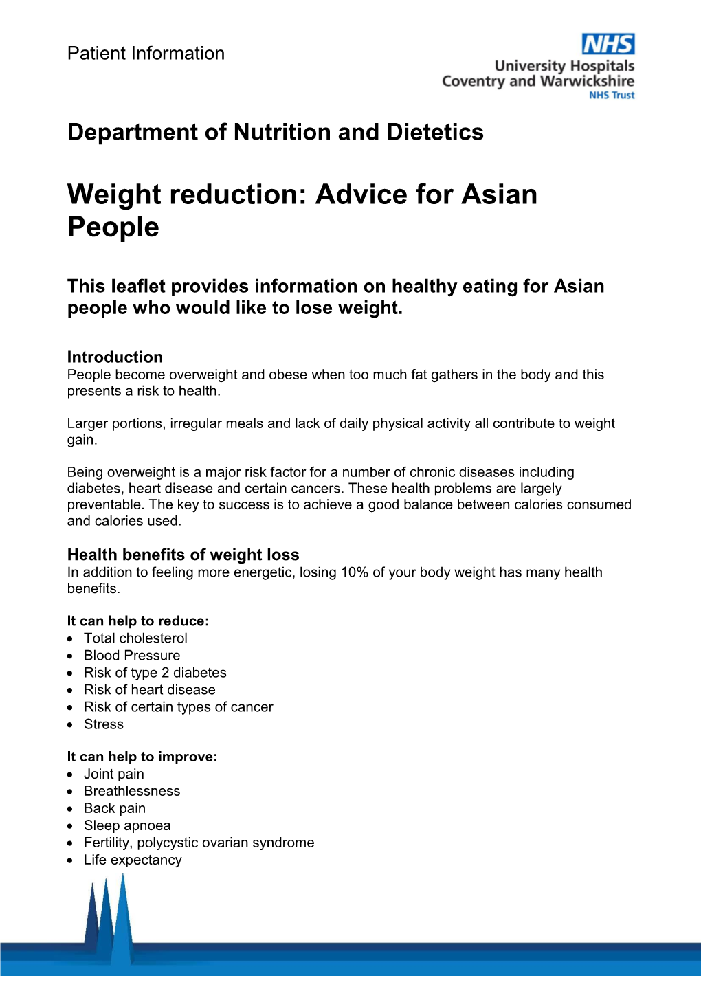 Weight Reduction: Advice for Asian People